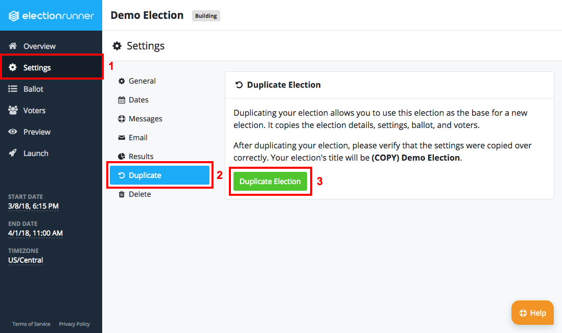 Election Settings - Results